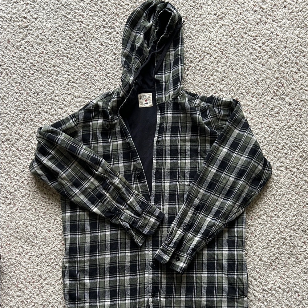 RedHead Green and Black Plaid Hoodie